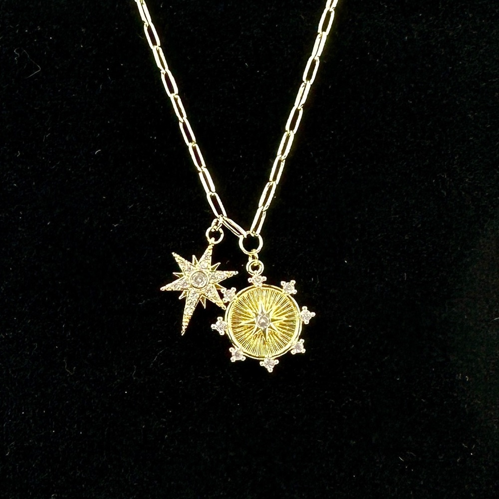 Jennifer Miller Gold Starburst Charm Necklace 18” - Picture 4 of 8